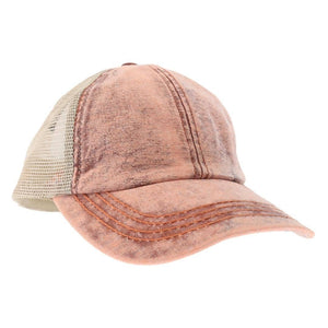 Stonewashed Denim Mesh Criss Cross High Pony C.C Ball Cap BT