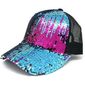 Sequin Mesh Back High Ponytail CC Ball Cap BT723