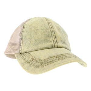 Stonewashed Denim Mesh Criss Cross High Pony C.C Ball Cap BT