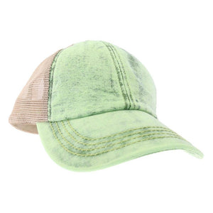 Stonewashed Denim Mesh Criss Cross High Pony C.C Ball Cap BT