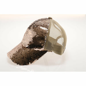 Sequin Mesh Back High Ponytail CC Ball Cap BT723